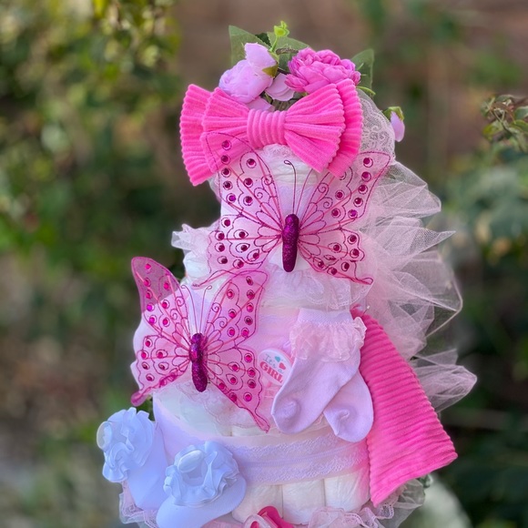Butterfly Diaper Cake, Easter Diaper Cake